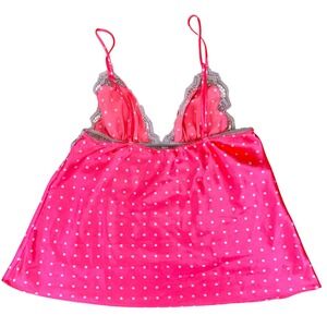 Victoria's Secret Pink Polka Dot Lace Babydoll Sleepwear Top Size M Medium